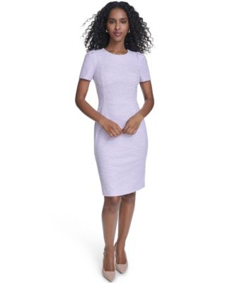 Women's Tweed Short-sleeve Sheath Mini Dress