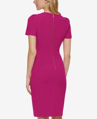 Women's Short-Sleeve Scuba Sheath Dress