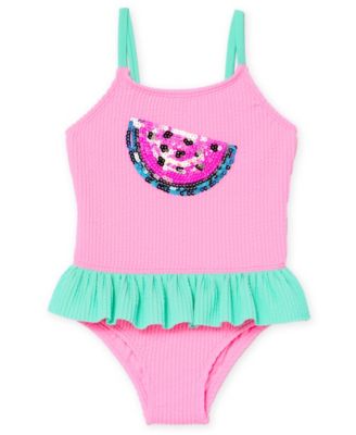 Girls' Toddler 2T-5T Sequin Scoop Neck One-Piece Swimsuit