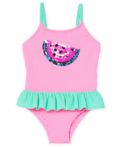 Купальник Toddler, круглый вырез, с пайетками — Angel Beach, цвет: Розовый
