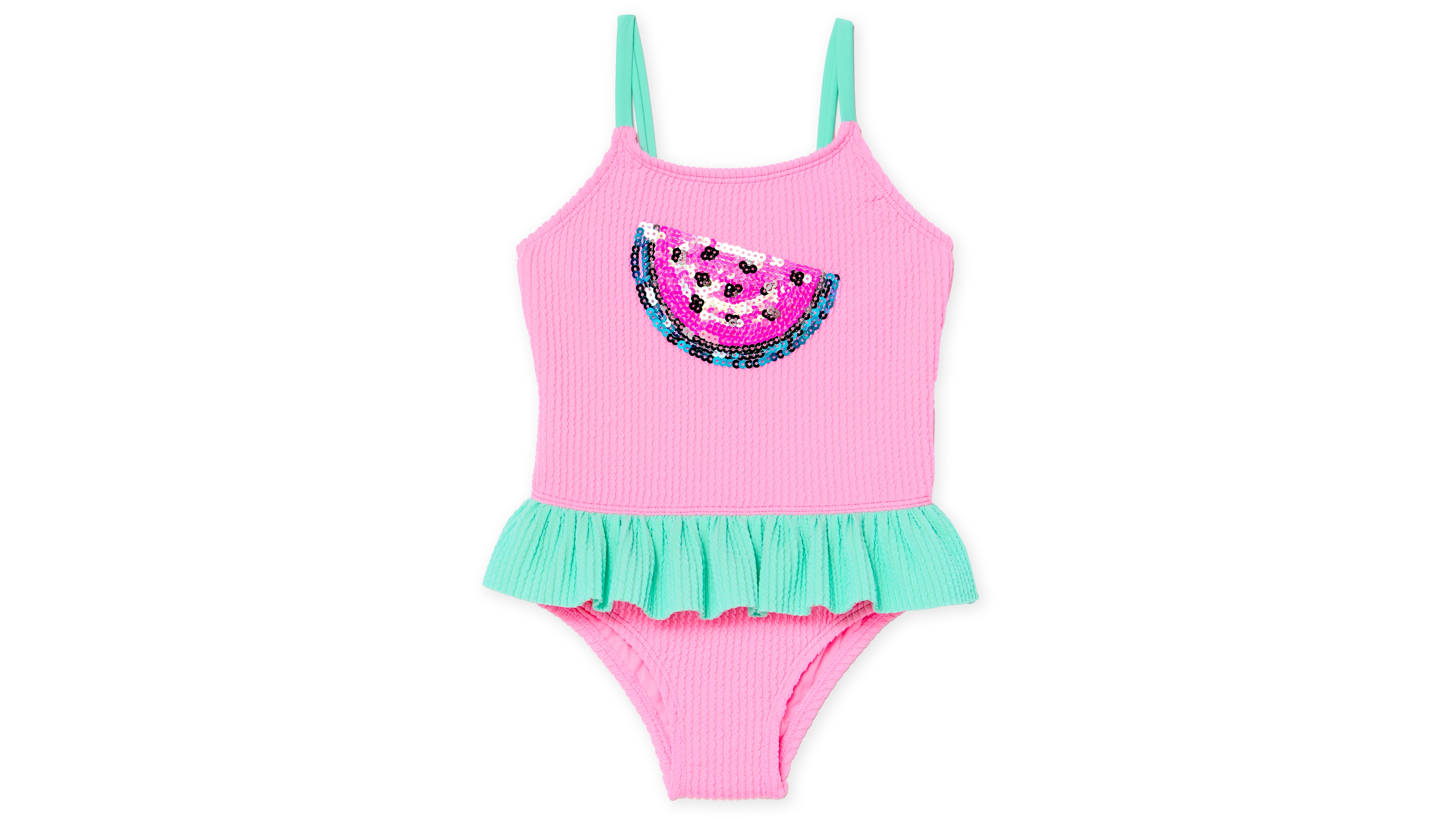 Angel Beach Toddler Girls 2T-5T Sequin Popcorn Scoop Neck One-Piece Swimsuit