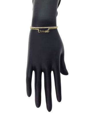 "Trust" Link Chain and Crystal Double Strand Bolo Bracelet