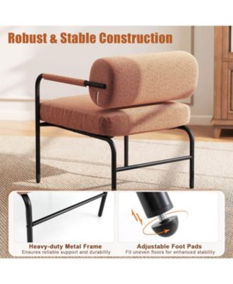 1 PCS Modern Velvet Upholstered Accent Chair with Cylindrical Backrest & Metal Armrests