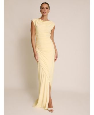 Women's Cowl Gathered Short Sleeve Bridesmaid