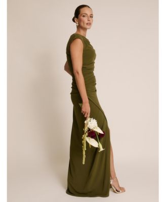 Women's Cowl Gathered Short Sleeve Bridesmaid