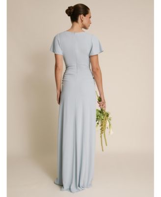 Women's Knot Panel Flutter Sleeve Stretch Dresses