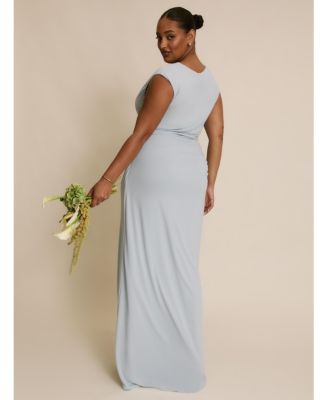 Women's Cowl Gathered Short Sleeve Bridesmaid