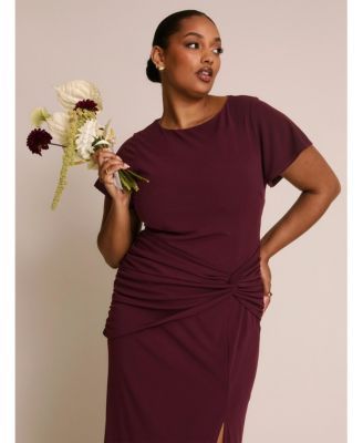 Women's Knot Panel Flutter Sleeve Stretch Dresses