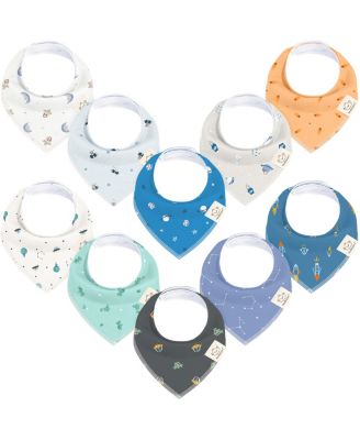 10 pieces Organic Baby Bandana Bibs, Cotton Baby Drool Bibs for Baby Boy, Girl, Baby Bibs for Infant, Newborn