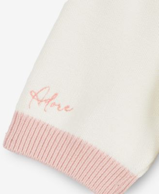 Women's Embroidered Colorblocked Short-Sleeve Sweater