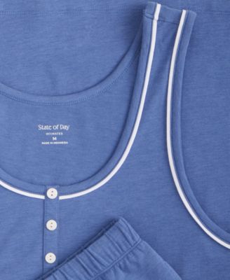 Women's Henley Tank & Shorts Pajama Set