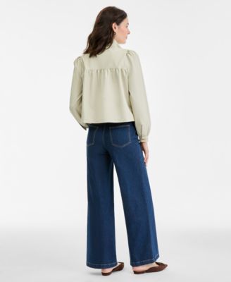 Women's Patch-Pocket High Rise Wide-Leg Jeans, Macy's Exclusive