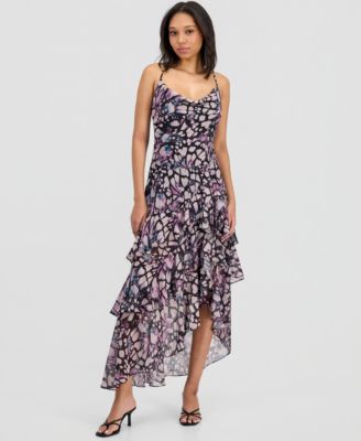 Juniors' Chiffon Asymmetrical Sleeveless High-Low Dress