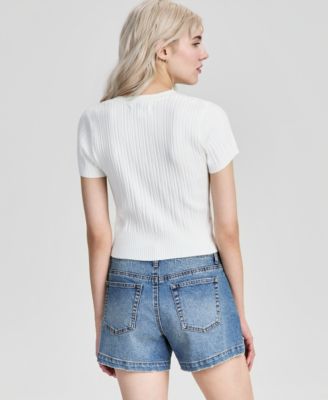 Women's Ribbed Short-Sleeve Cardigan, Macy's Exclusive