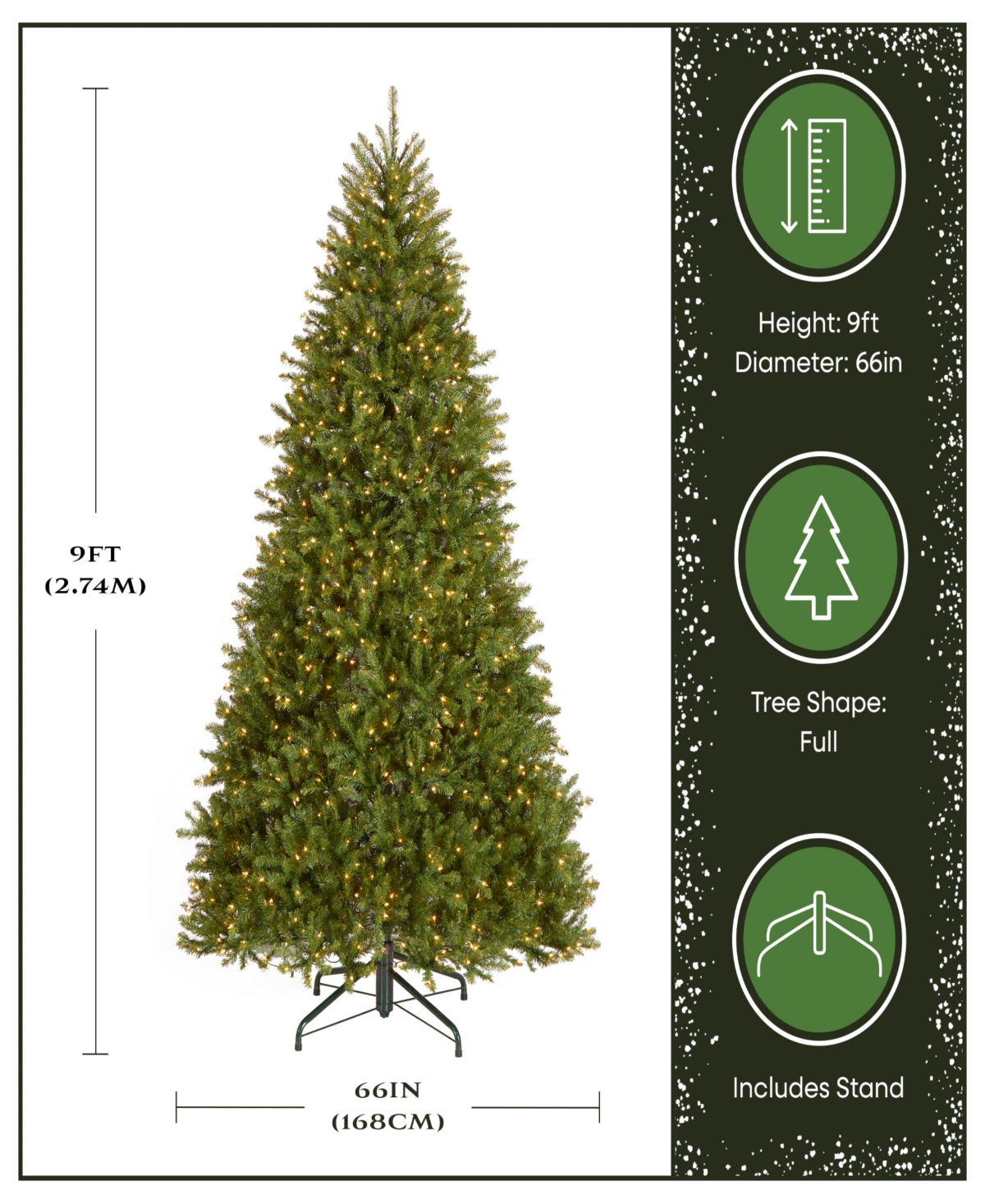National Tree Company 9' Dunhill Fir Hinged Tree with Clear Lights