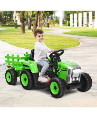 12V Ride on Tractor with 3-Gear-Shift Ground Loader for Kids 3+ Years Old