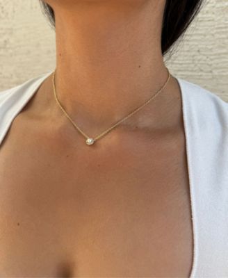 Gold Freshwater Pearl CZ Halo Necklace