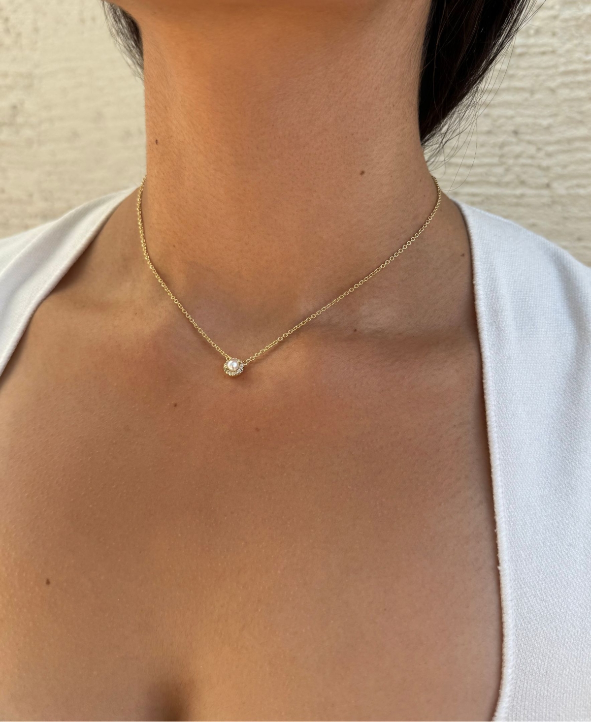 Adornia Gold Freshwater Pearl Cz Halo Necklace