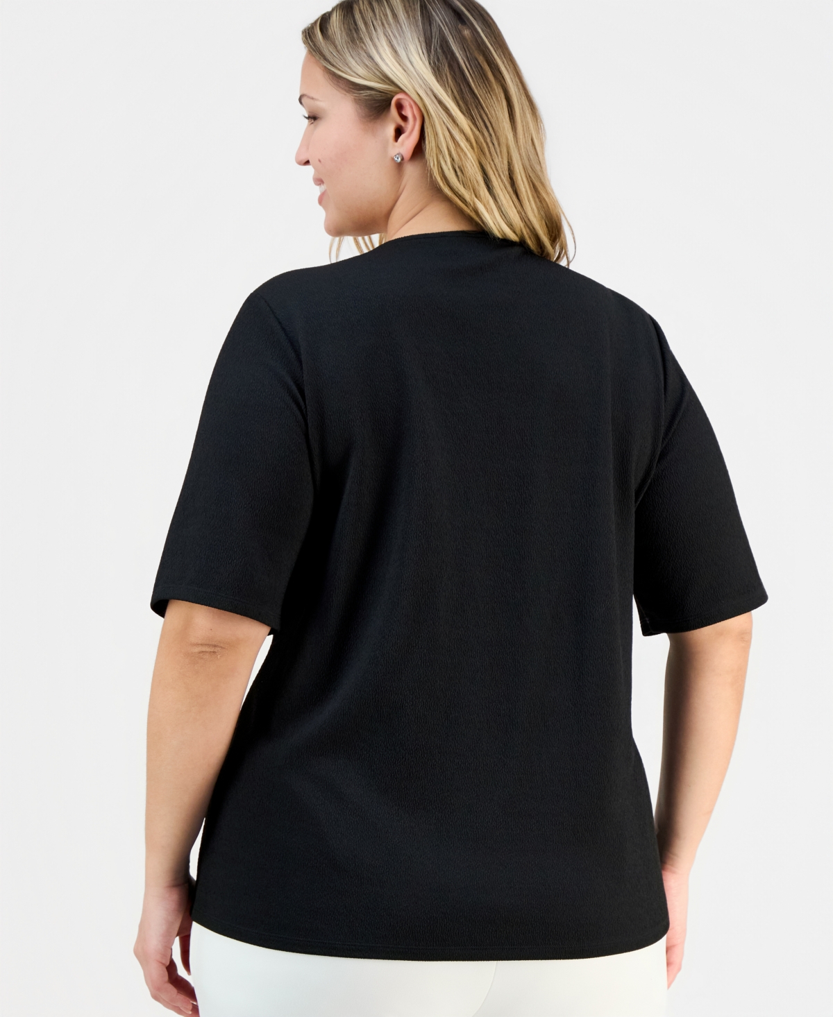 Kasper Trendy Plus Textured Square-Neck Top