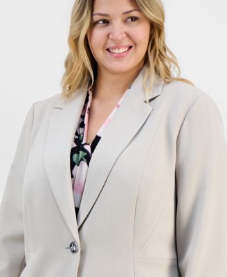 Plus Size Stretch-Crepe Single-Button Jacket 