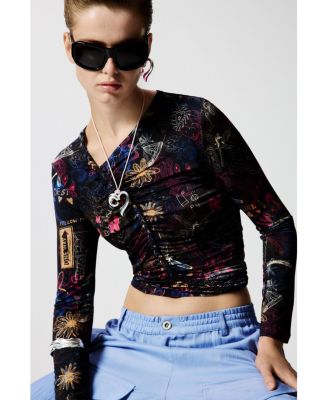 Women's Ruched graffiti T-shirt