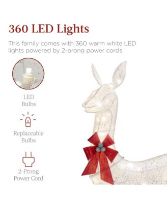 3-Piece Lighted Christmas Deer Set Outdoor Yard Decoration with 360 LED Lights, Stakes