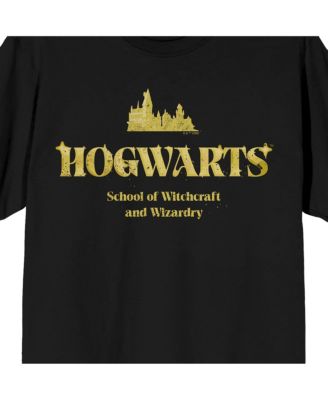 Men's Hogwarts Title Destination on Black Short Sleeve Adult T-Shirt-3XL