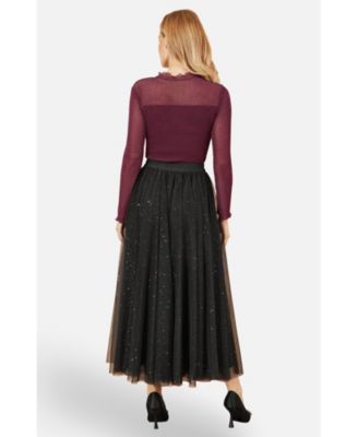 Women's Sparkle Mesh Tulle Skirt with Satin Bow
