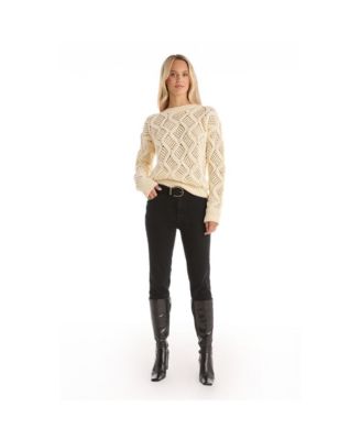 Womens Sonja Wave Sequin Sweater - Pearl