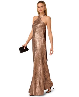 Women's Folied-Chiffon Halter Gown