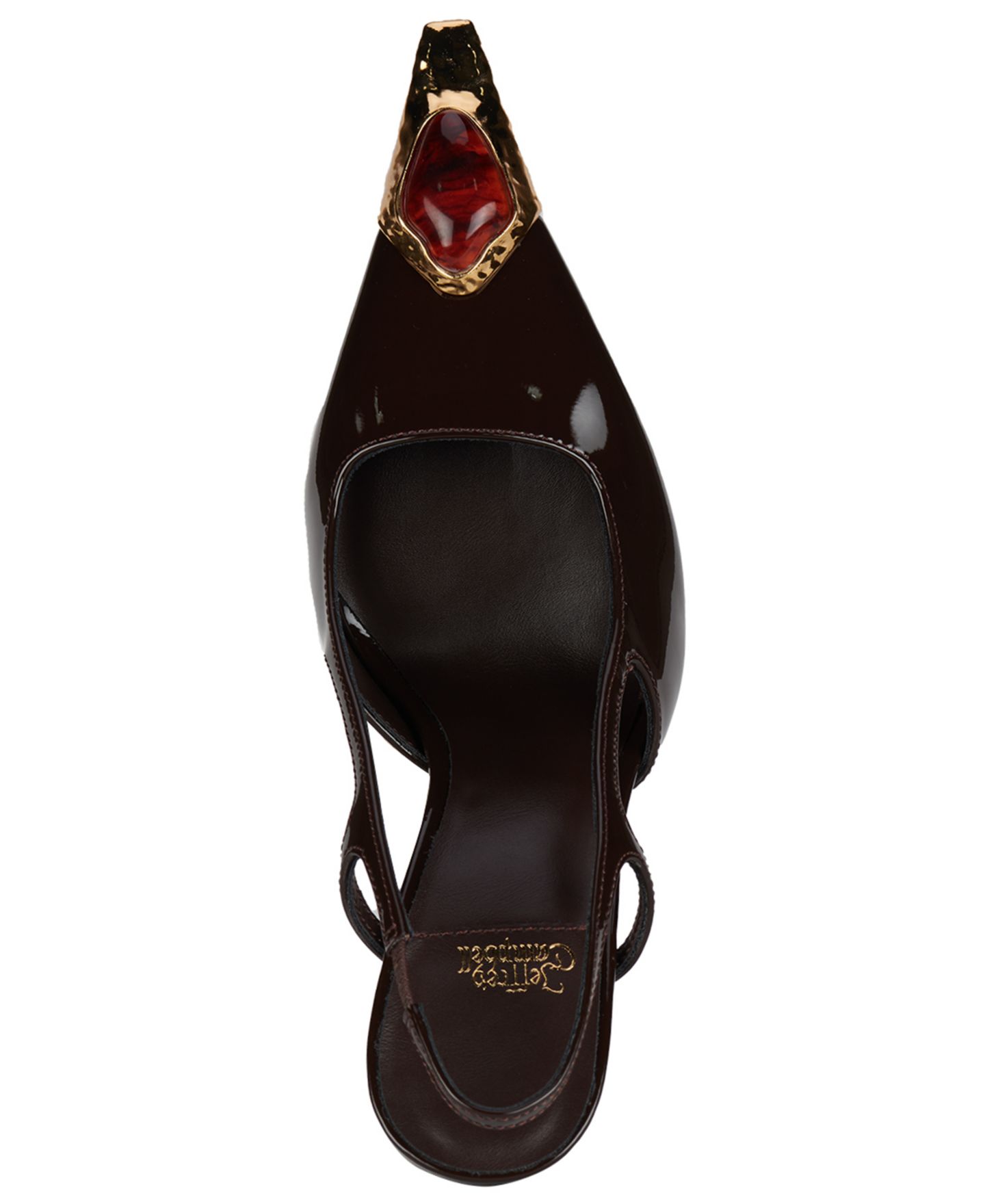 Женские туфли Jeffrey Campbell Sorcerer Novelty Slingback Pumps, цвет: Коричневый лаковый / Золотой — фото 4