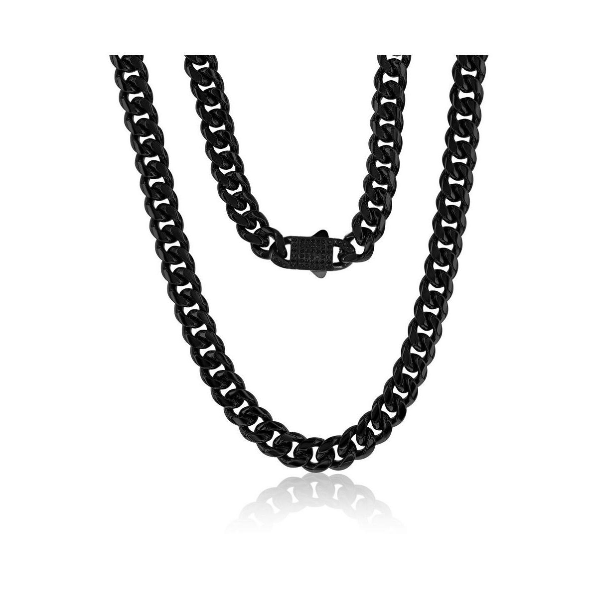 Metallo Stainless Steel Miami Cuban Cz Lock Necklace