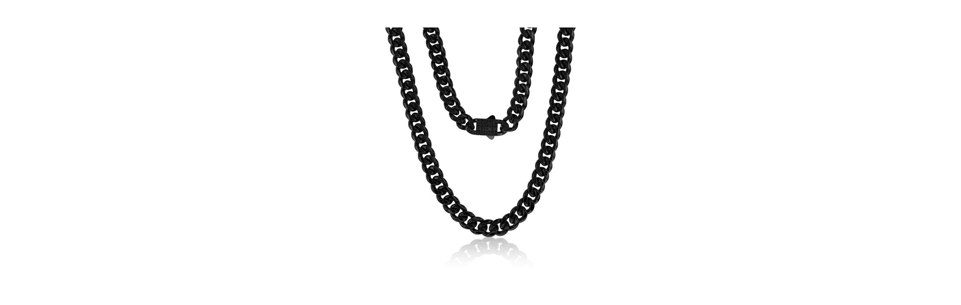 Metallo Stainless Steel Miami Cuban Cz Lock Necklace