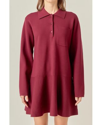 Women's Collared Knit Mini Dress