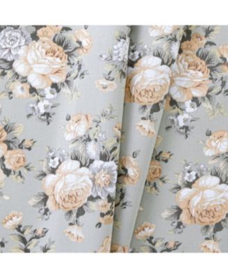 Ellis Bella Rose Stylish Medium Scale Printed Floral Pattern 1.5" Rod Pocket Tailored Swag 56"x36" Mist