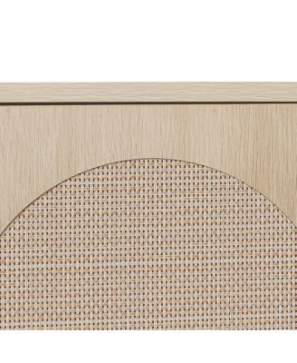 CASAINC 40"H Natural Rattan Door & Adjustable Shelves Freestanding Corner Cabinet