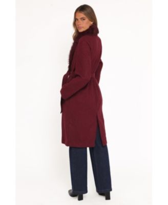 Women's Fur Collar Tie Waist Coat