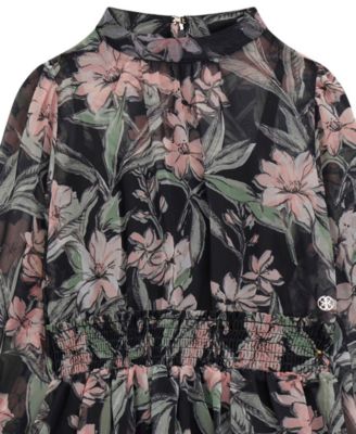 Girls' 7-16 Long-Sleeve Printed Dress