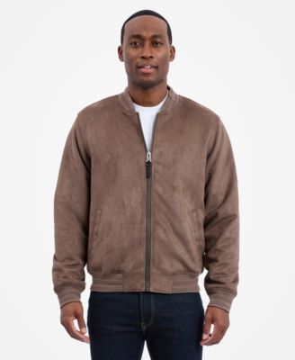 Men's Faux Suede Bomber Jacket