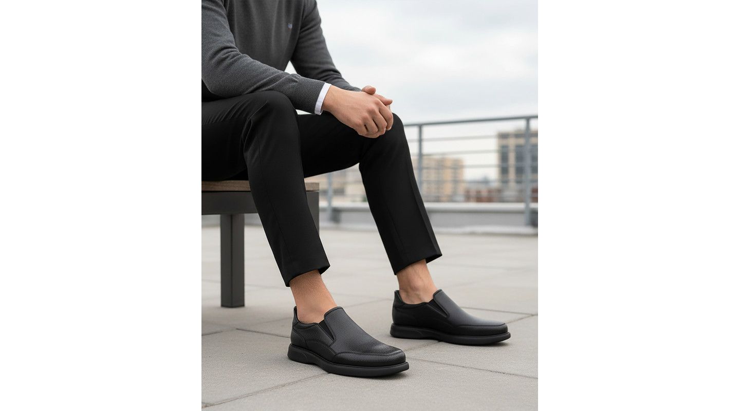 Мужские туфли Marc Joseph New York Chicago Road Hands-Free Slip On Technology, цвет: Чёрный кожаный — фото 3