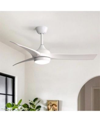 52-inch Modern White Standard 3-Blade Ceiling Fan With Remote and Led Light