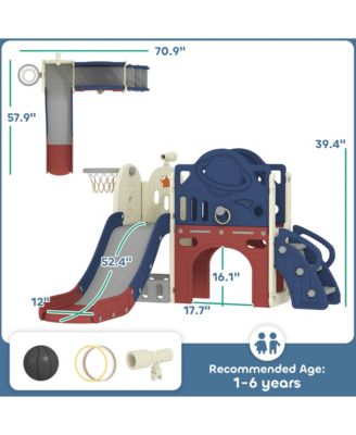 8 in 1 Toddler Slide Set for Kids Ages 1-6 Indoor Outdoor Playground