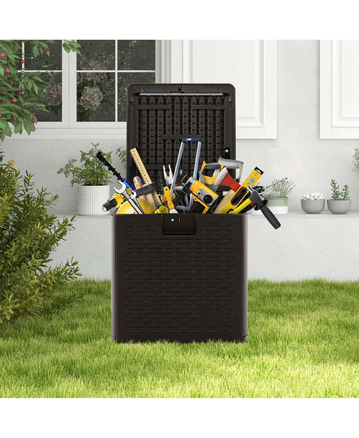 Sugift 31/73/100 Gallon All Weather Storage Container with Lockable Lid-s