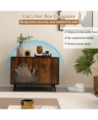 Industrial Cat Litter Box Enclosure with Divider and Cat-Shaped Entries