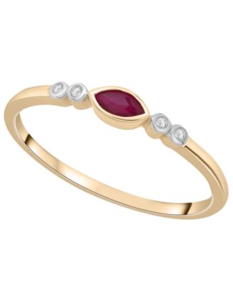 Macy's - Ruby (1/8 ct. t.w.) & Diamond Accent Dainty Ring in 14K Gold-Plated Over Sterling Silver