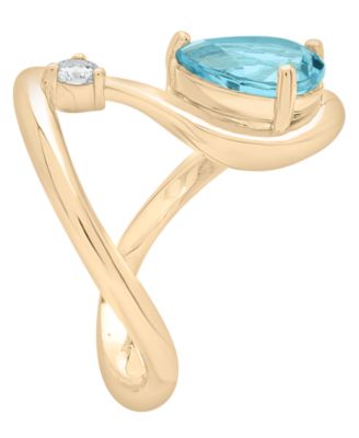 Blue Topaz (2 ct. t.w.) & Diamond (1/10 ct. t.w.) Ring in 14k Yellow Gold