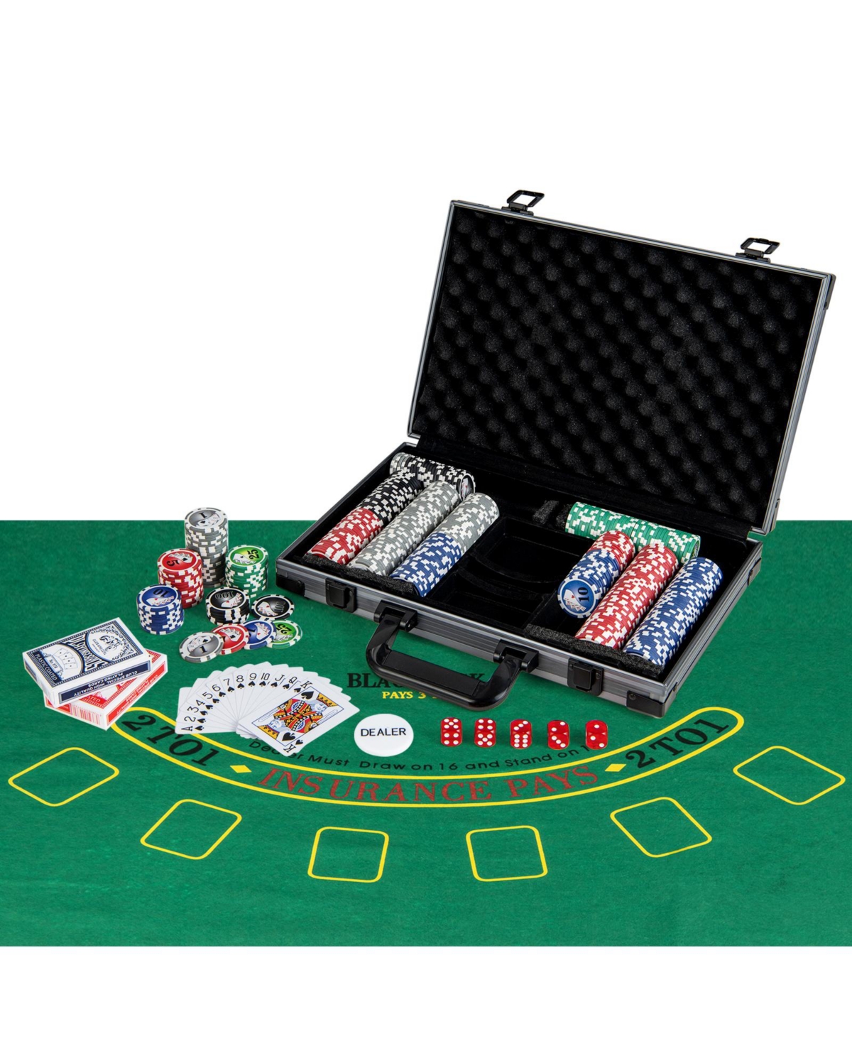 Sugift 400 Pcs Casino Poker Chip Set with Case, Cards, Dice & Felt