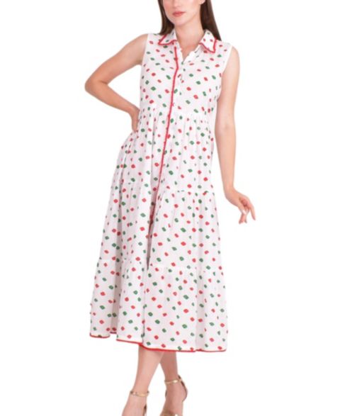 Женское платье RAAS Olinda Cotton Tiered Midi, цвет: Белый