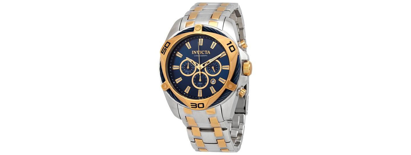 Мужские часы Invicta 34125 Bolt Quartz Chronograph Blue Dial, цвет: Золотой — фото 1