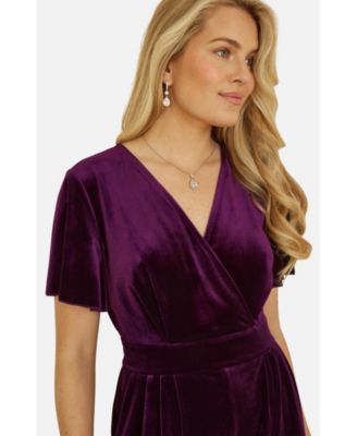 Women's Angel Sleeve Velvet Jumpsuit